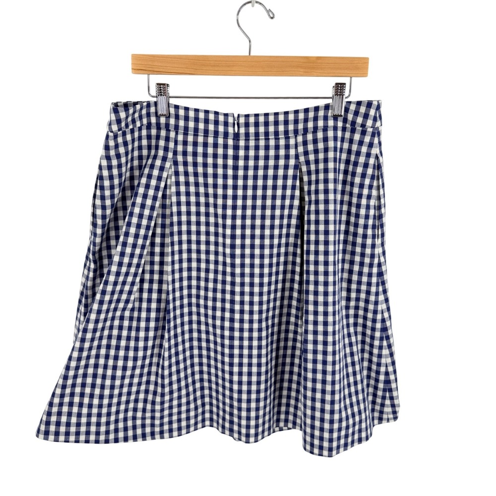 Brooks Brothers Red Fleece Gingham Skirt Navy Blue 12 Preppy Nautical Classic - Picture 1 of 7